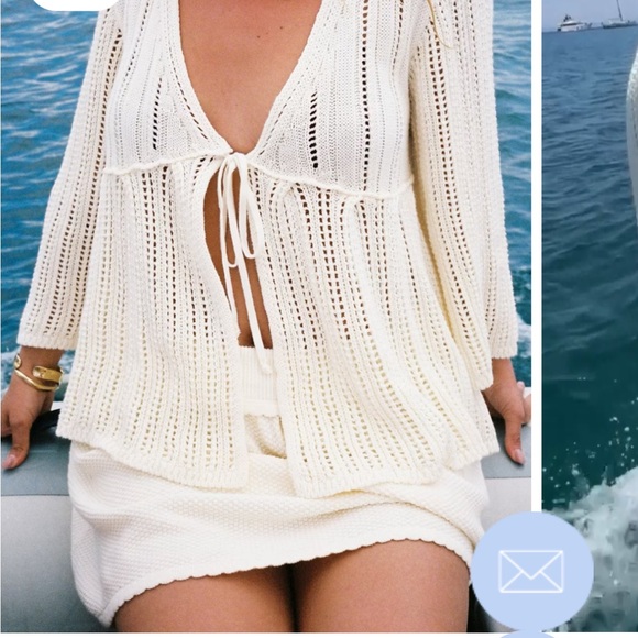 Djerf Avenue Cream Knit Sorella Top - Picture 1 of 5